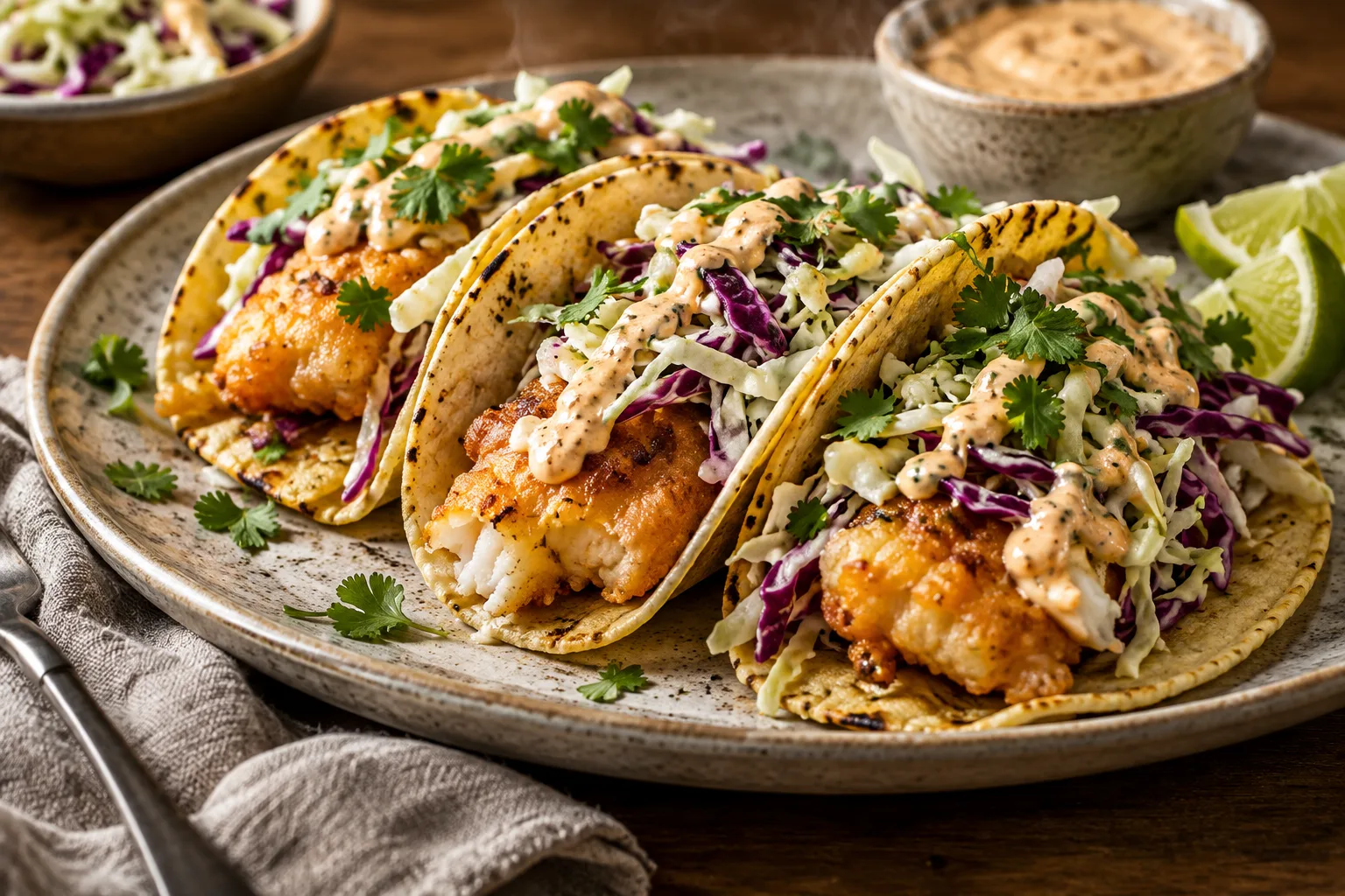 Baja Fish Tacos with Lime Slaw