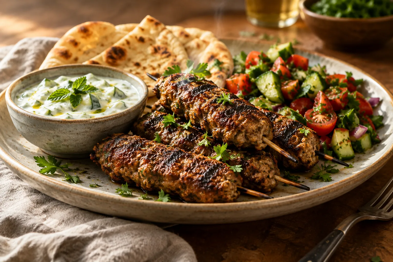 Lamb Kofta with Cucumber Yogurt