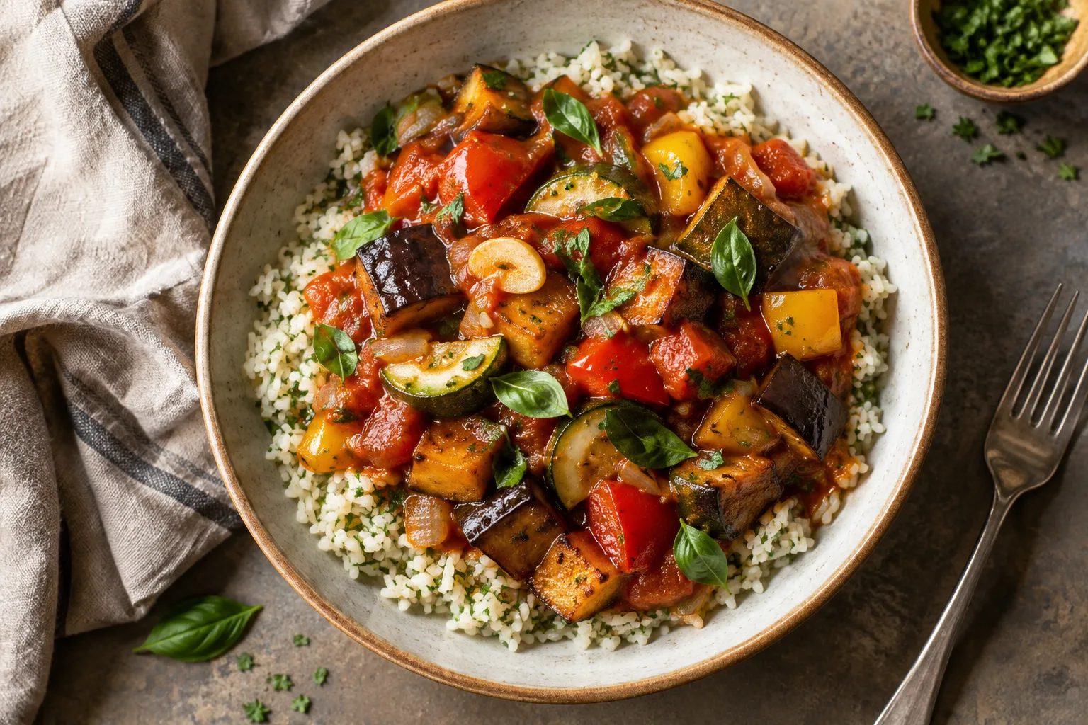 Ratatouille with Herbed Rice