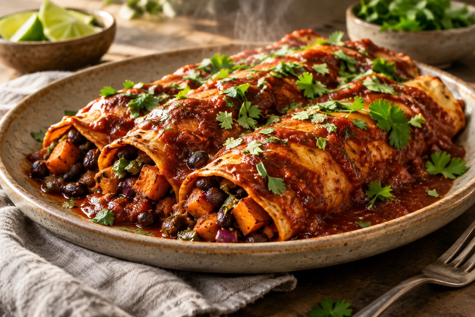 Sweet Potato and Black Bean Enchiladas