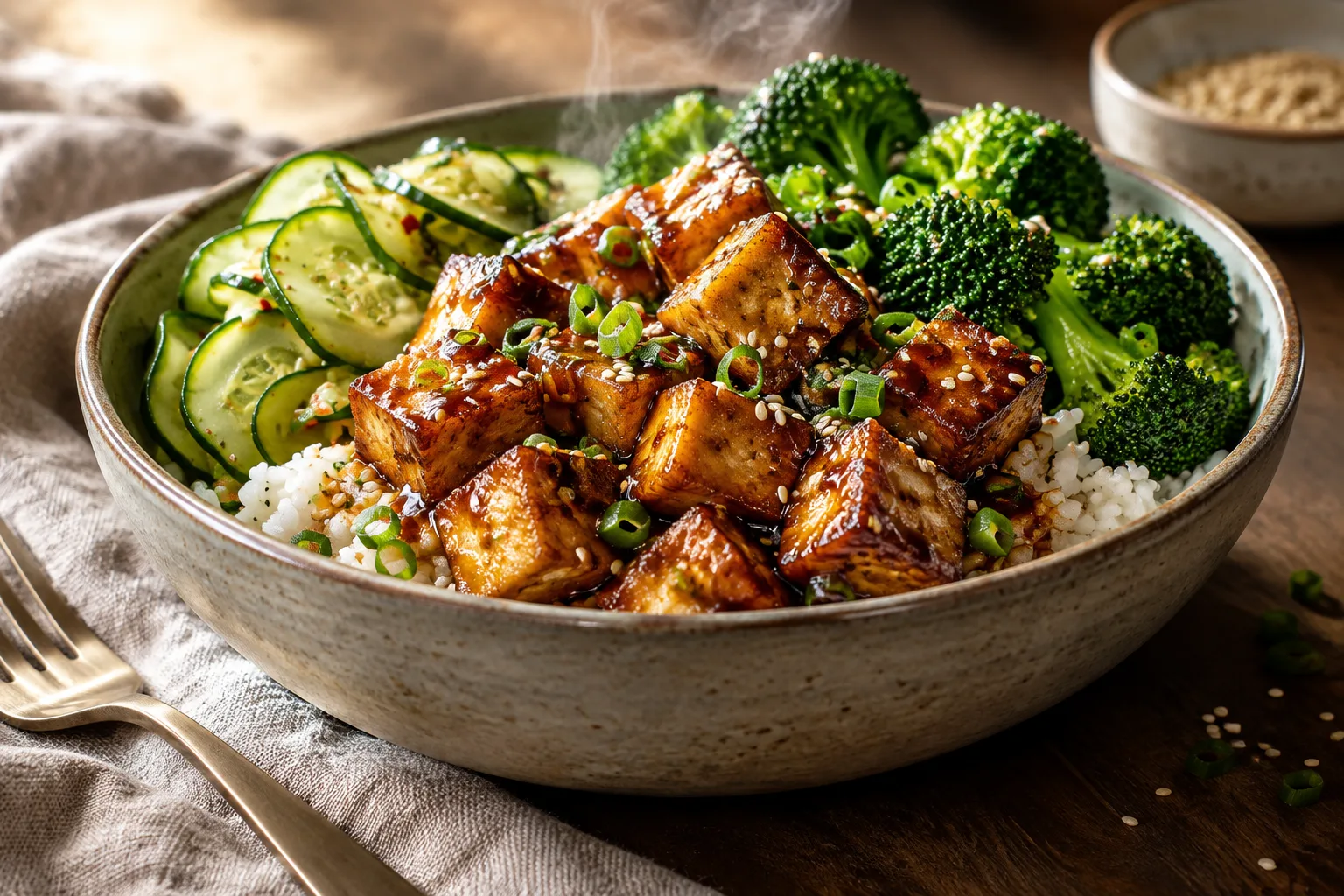 Crispy Sesame Tofu Bowls